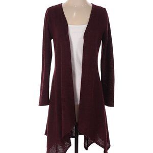 Peppermint Maroon Cardigan Small Asymmetrical Hem